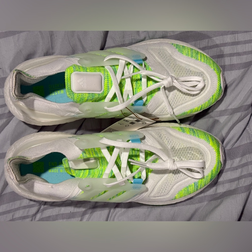 Adidas womans White and Green Sneakers Ultraboost